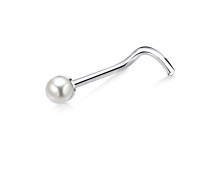 2mm Pearl Silver Curved Nose Stud NSKB-148p